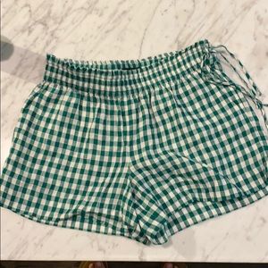 J crew green and white shorts